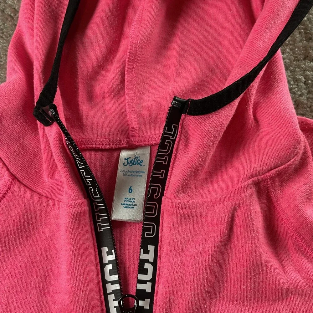Justice Girls Pink Fleece‎ Hoodie Half Zip Pullover Sweatshirt Size 6